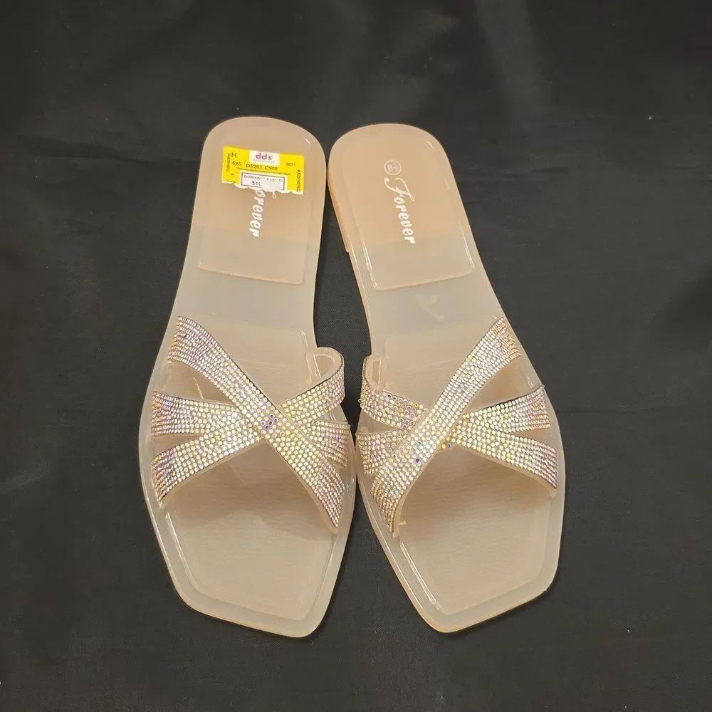 BRAND NEW FOREVER CRISSCROSS RHINESTONE SQUARE TOE